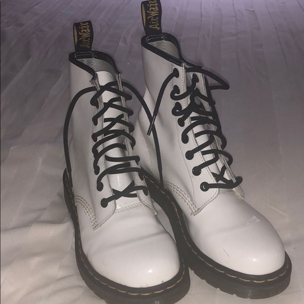 White 1460 Dr. Martens combat boot